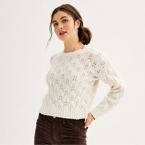 Kohls Ivory/Cream SO Pointelle Sweater - XS